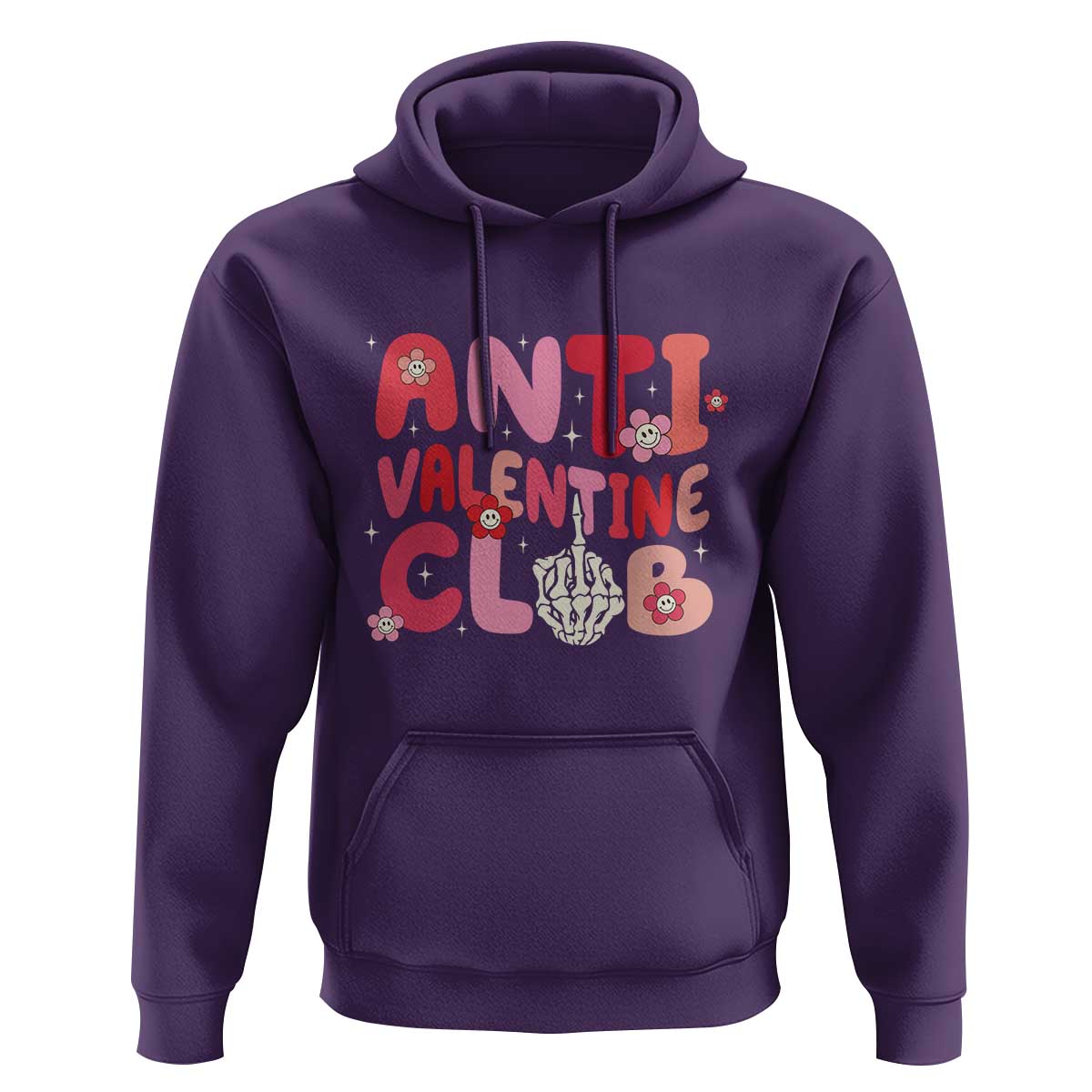 Funny Anti Valentine Club Hoodie Retro Anti Valentine's Day Middle Finger