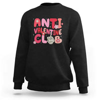 Funny Anti Valentine Club Sweatshirt Retro Anti Valentine's Day Middle Finger