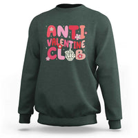 Funny Anti Valentine Club Sweatshirt Retro Anti Valentine's Day Middle Finger