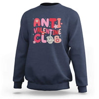 Funny Anti Valentine Club Sweatshirt Retro Anti Valentine's Day Middle Finger