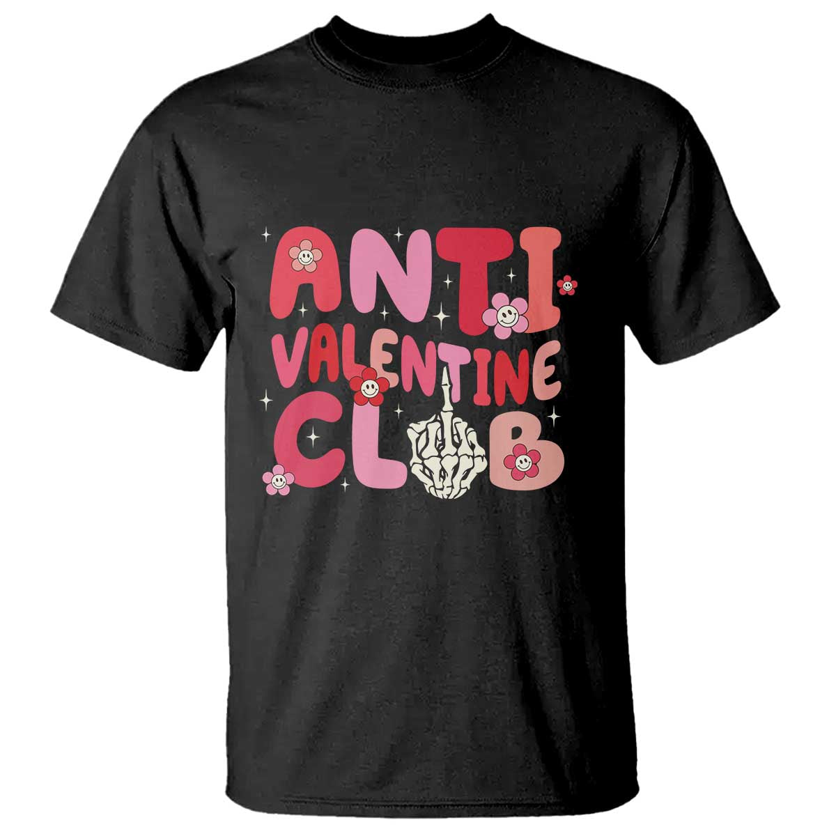 Funny Anti Valentine Club T Shirt Retro Anti Valentine's Day Middle Finger