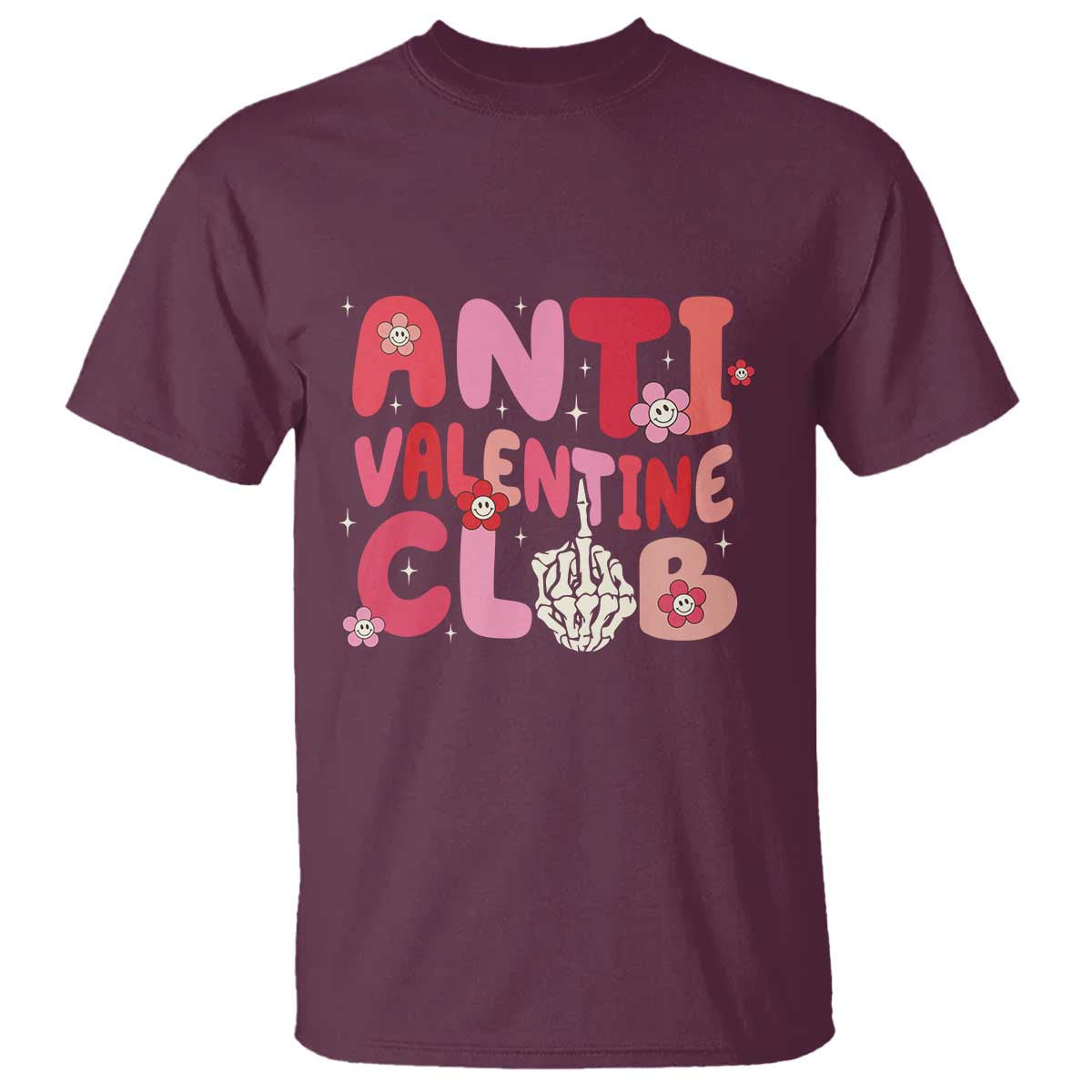 Funny Anti Valentine Club T Shirt Retro Anti Valentine's Day Middle Finger
