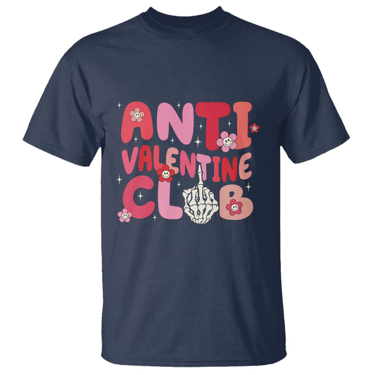 Funny Anti Valentine Club T Shirt Retro Anti Valentine's Day Middle Finger
