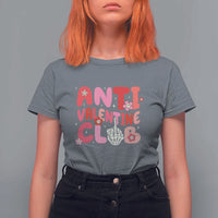 Funny Anti Valentine Club T Shirt For Women Retro Anti Valentine's Day Middle Finger