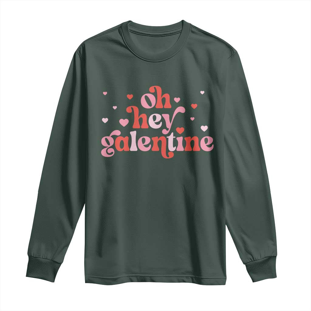 Funny Galentine's Day Long Sleeve Shirt Oh Hey Galentine Retro Heart