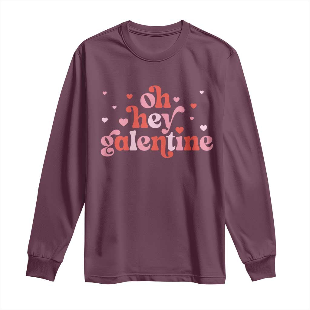 Funny Galentine's Day Long Sleeve Shirt Oh Hey Galentine Retro Heart