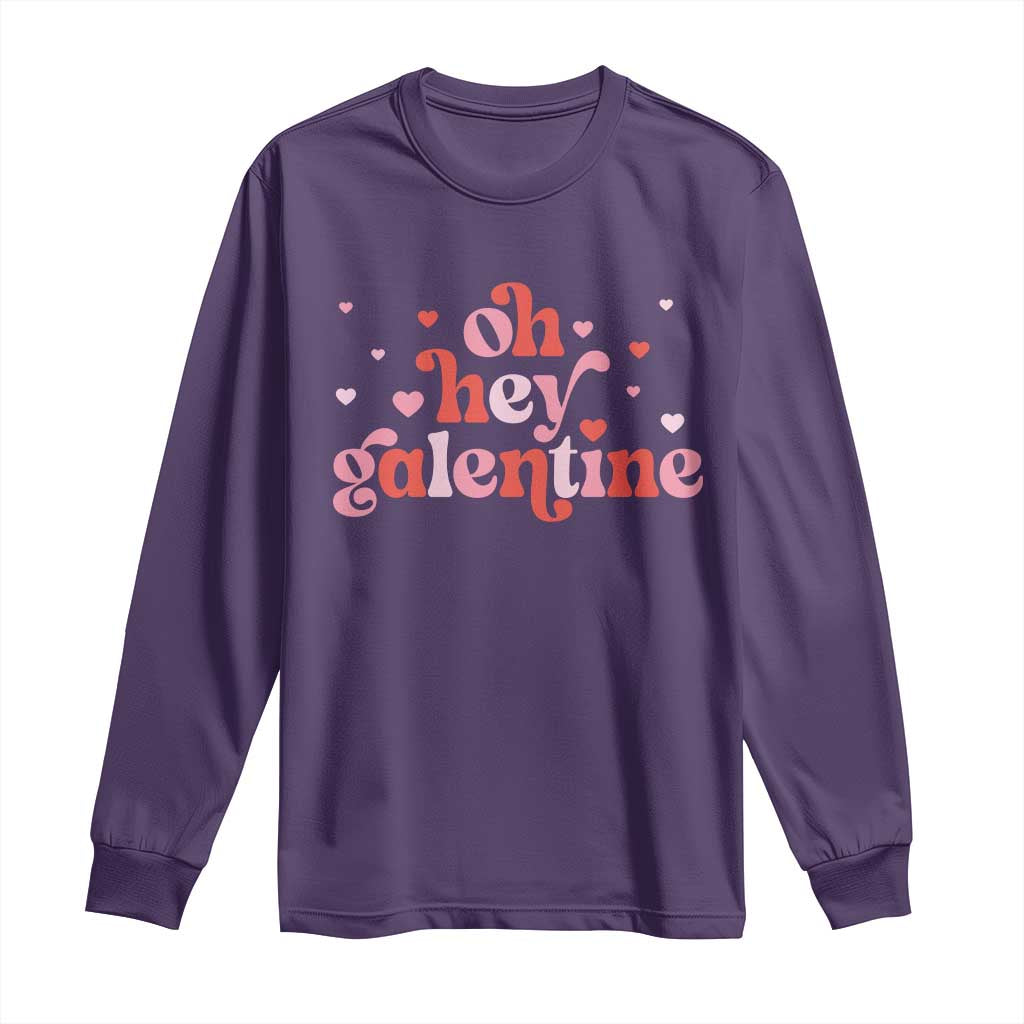 Funny Galentine's Day Long Sleeve Shirt Oh Hey Galentine Retro Heart