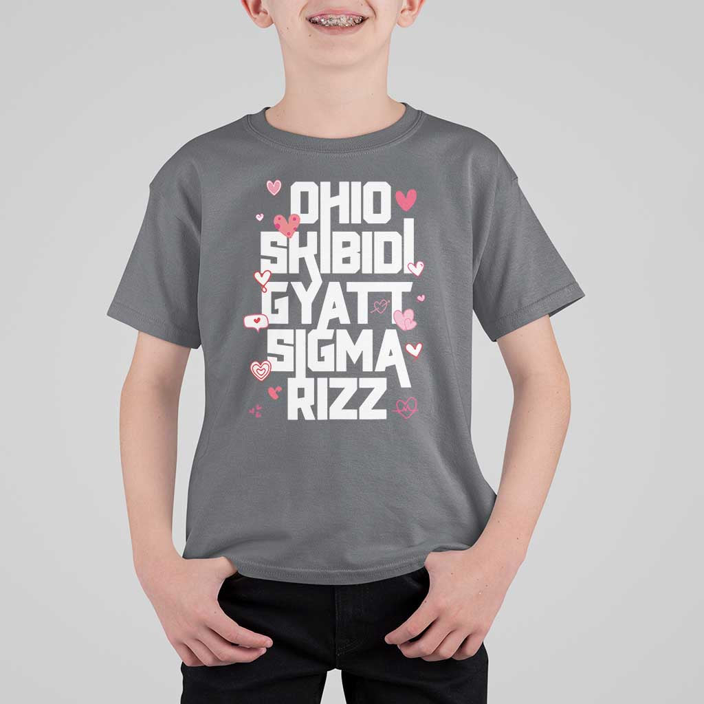 Funny Skibidi Rizz Gyatt Ohio Sigma Valentine's Day T Shirt For Kid