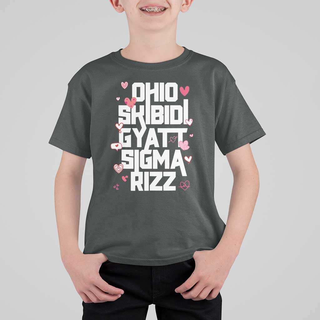 Funny Skibidi Rizz Gyatt Ohio Sigma Valentine's Day T Shirt For Kid