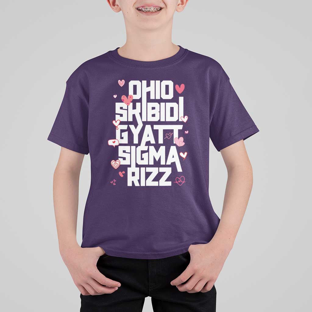 Funny Skibidi Rizz Gyatt Ohio Sigma Valentine's Day T Shirt For Kid
