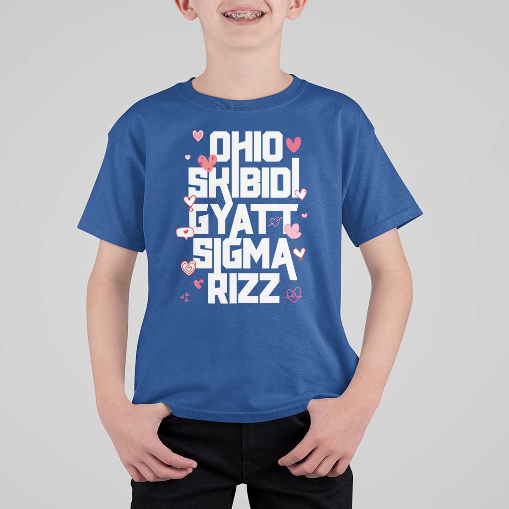 Funny Skibidi Rizz Gyatt Ohio Sigma Valentine's Day T Shirt For Kid