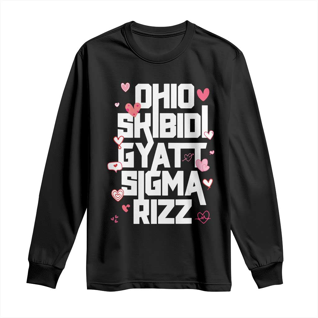 Funny Skibidi Rizz Gyatt Ohio Sigma Valentine's Day Long Sleeve Shirt