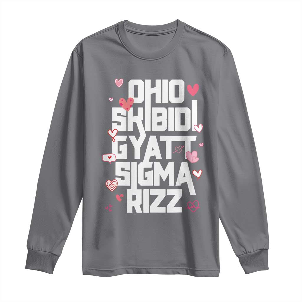 Funny Skibidi Rizz Gyatt Ohio Sigma Valentine's Day Long Sleeve Shirt