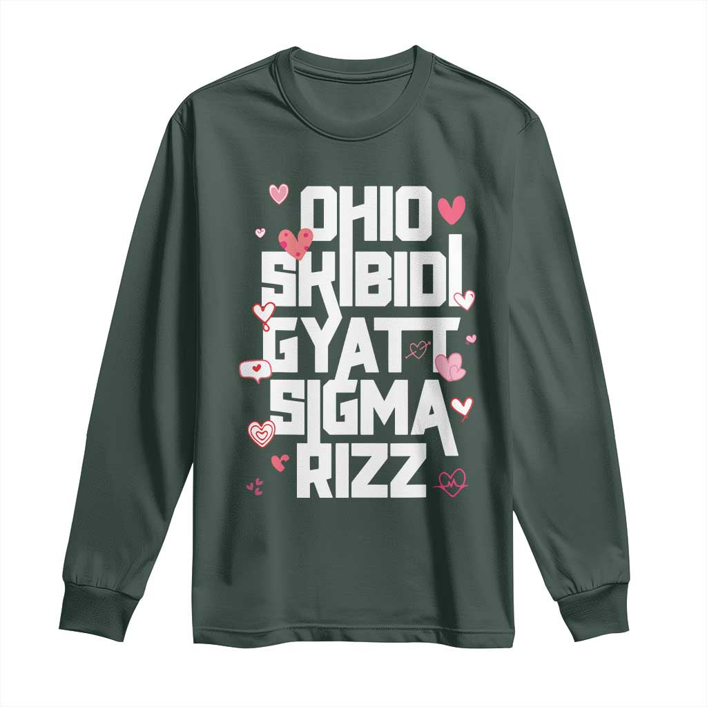 Funny Skibidi Rizz Gyatt Ohio Sigma Valentine's Day Long Sleeve Shirt