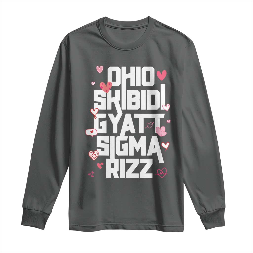 Funny Skibidi Rizz Gyatt Ohio Sigma Valentine's Day Long Sleeve Shirt