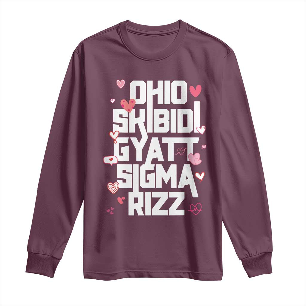 Funny Skibidi Rizz Gyatt Ohio Sigma Valentine's Day Long Sleeve Shirt