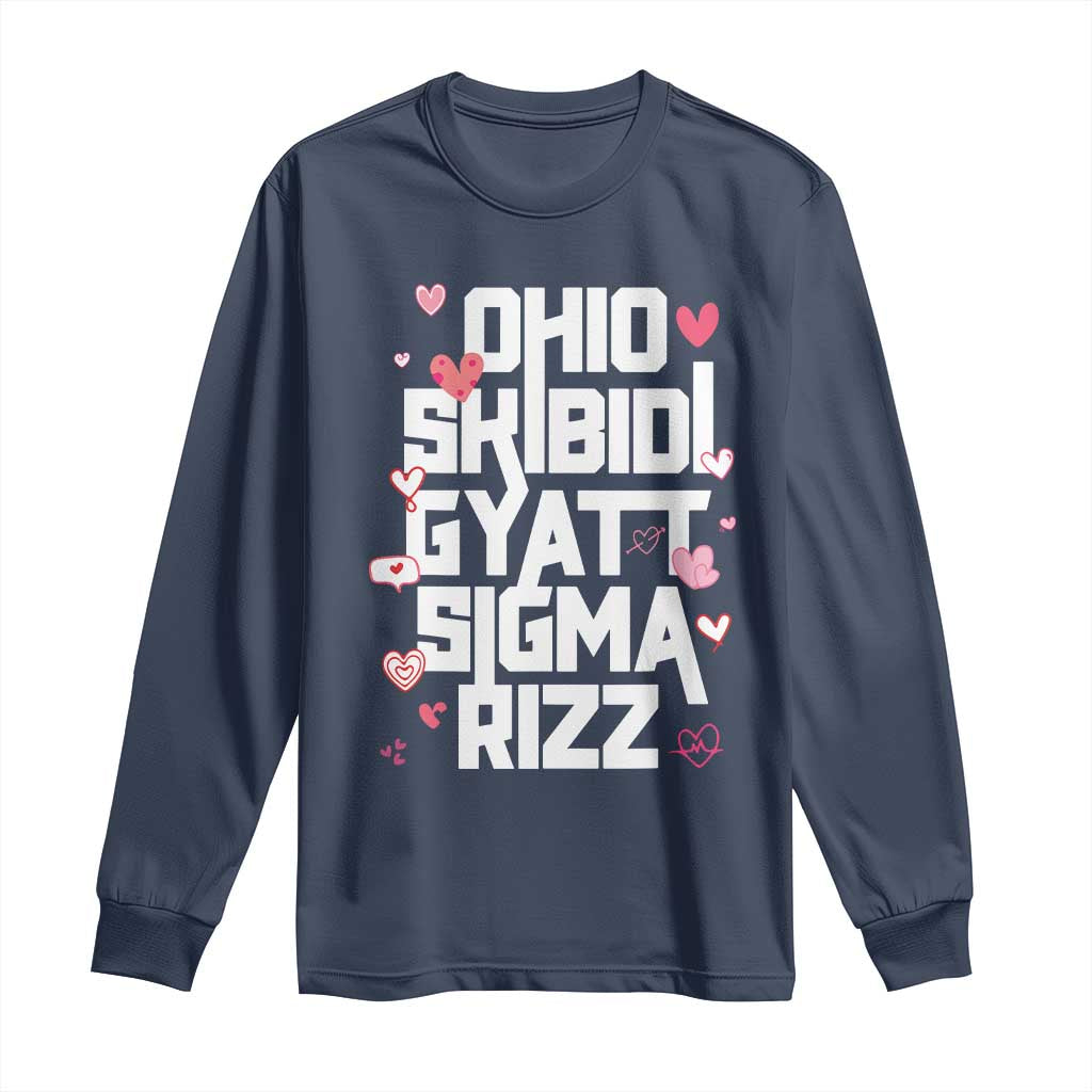 Funny Skibidi Rizz Gyatt Ohio Sigma Valentine's Day Long Sleeve Shirt