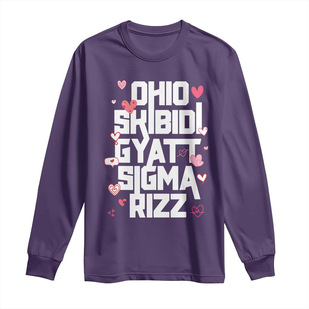 Funny Skibidi Rizz Gyatt Ohio Sigma Valentine's Day Long Sleeve Shirt