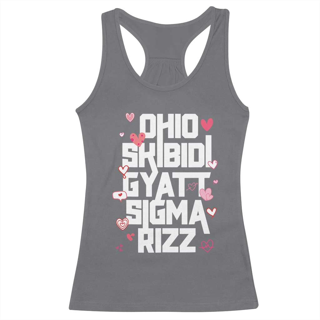 Funny Skibidi Rizz Gyatt Ohio Sigma Valentine's Day Racerback Tank Top