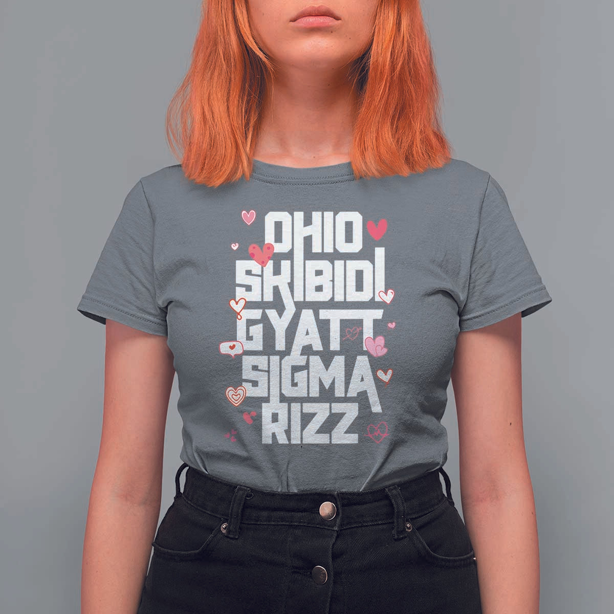 Funny Skibidi Rizz Gyatt Ohio Sigma Valentine's Day T Shirt For Women