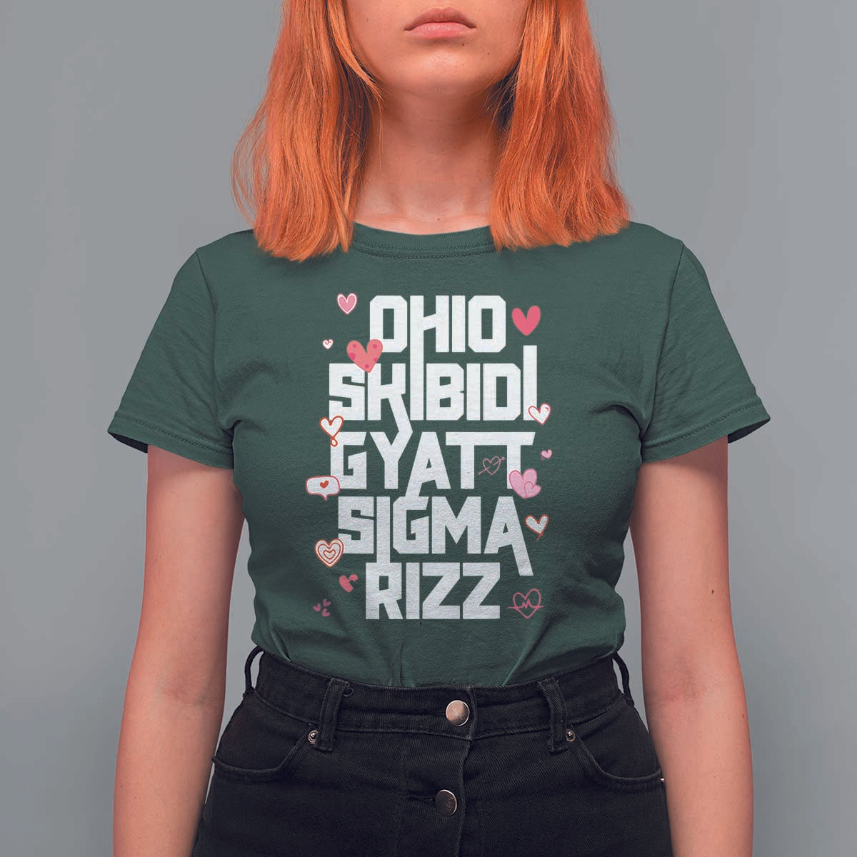 Funny Skibidi Rizz Gyatt Ohio Sigma Valentine's Day T Shirt For Women