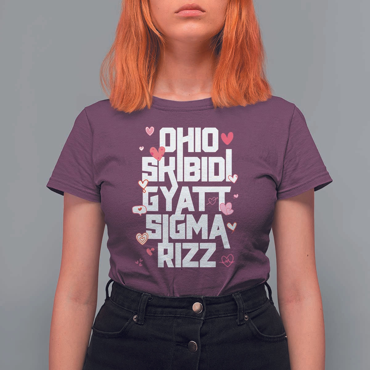 Funny Skibidi Rizz Gyatt Ohio Sigma Valentine's Day T Shirt For Women