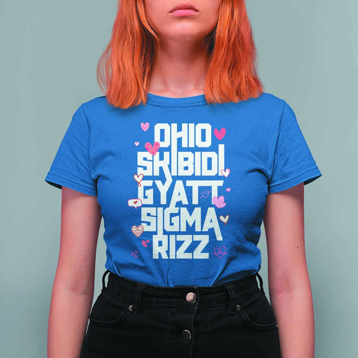 Funny Skibidi Rizz Gyatt Ohio Sigma Valentine's Day T Shirt For Women