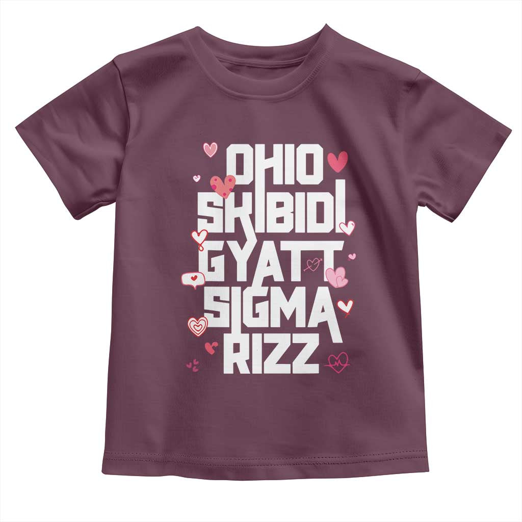 Funny Skibidi Rizz Gyatt Ohio Sigma Valentine's Day Toddler T Shirt