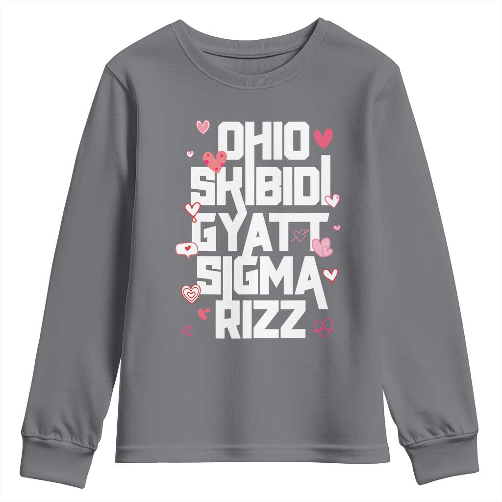 Funny Skibidi Rizz Gyatt Ohio Sigma Valentine's Day Youth Sweatshirt