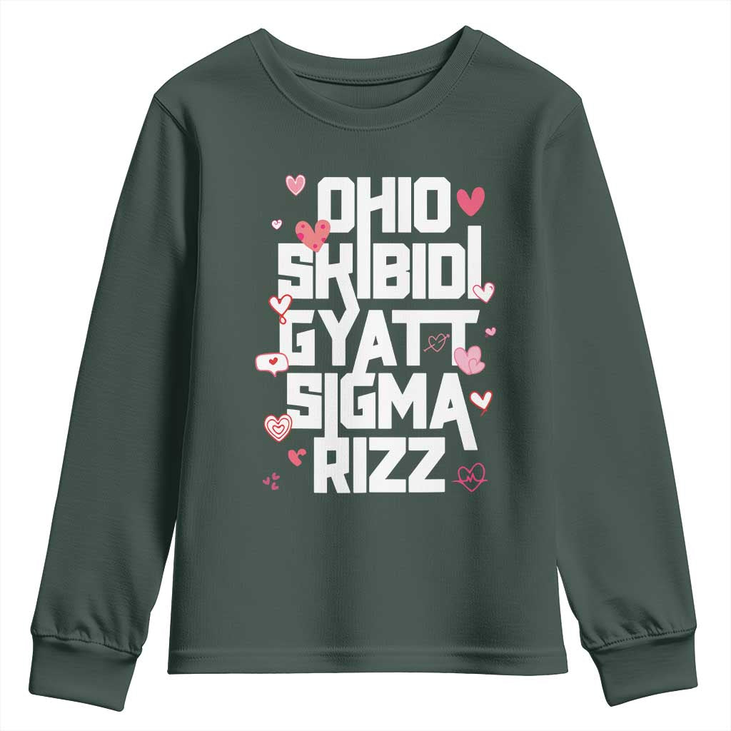 Funny Skibidi Rizz Gyatt Ohio Sigma Valentine's Day Youth Sweatshirt
