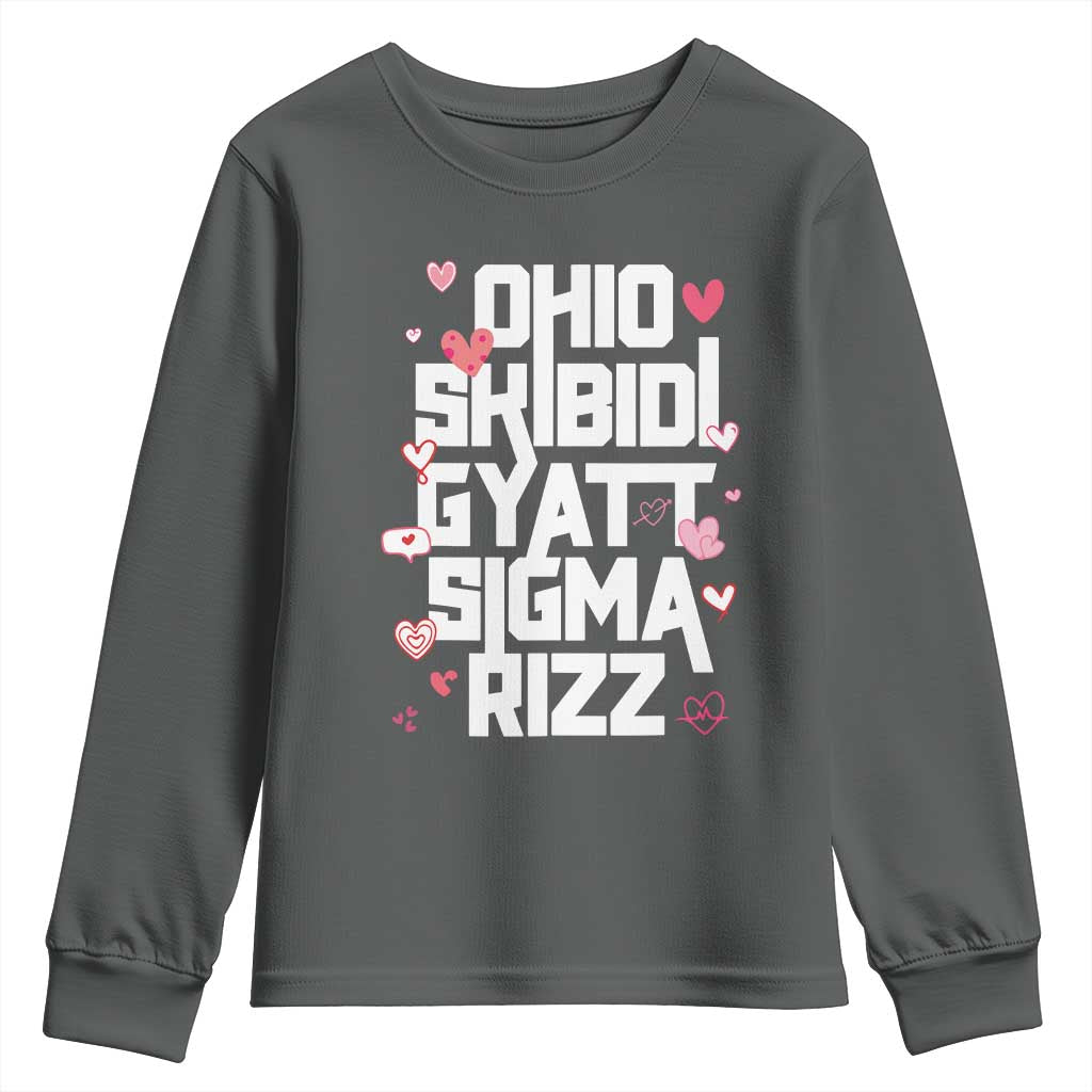 Funny Skibidi Rizz Gyatt Ohio Sigma Valentine's Day Youth Sweatshirt