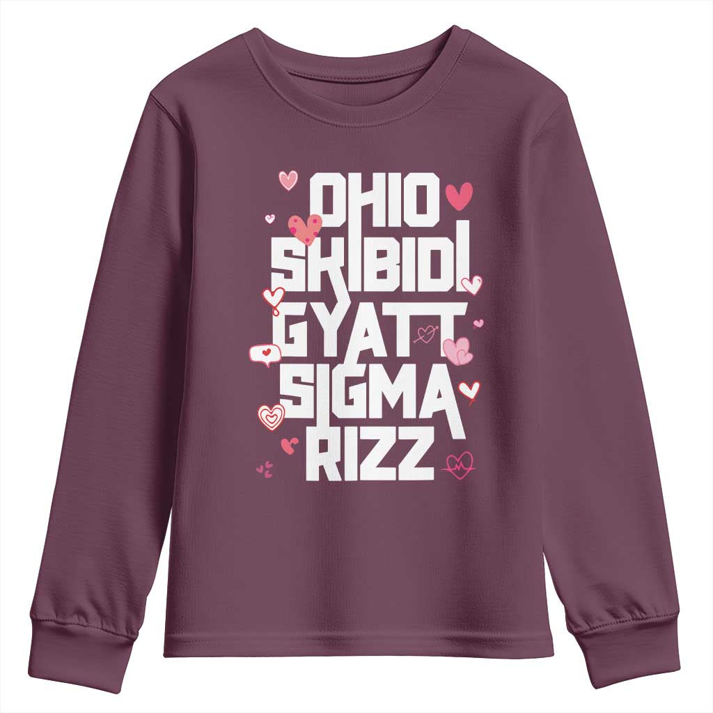 Funny Skibidi Rizz Gyatt Ohio Sigma Valentine's Day Youth Sweatshirt