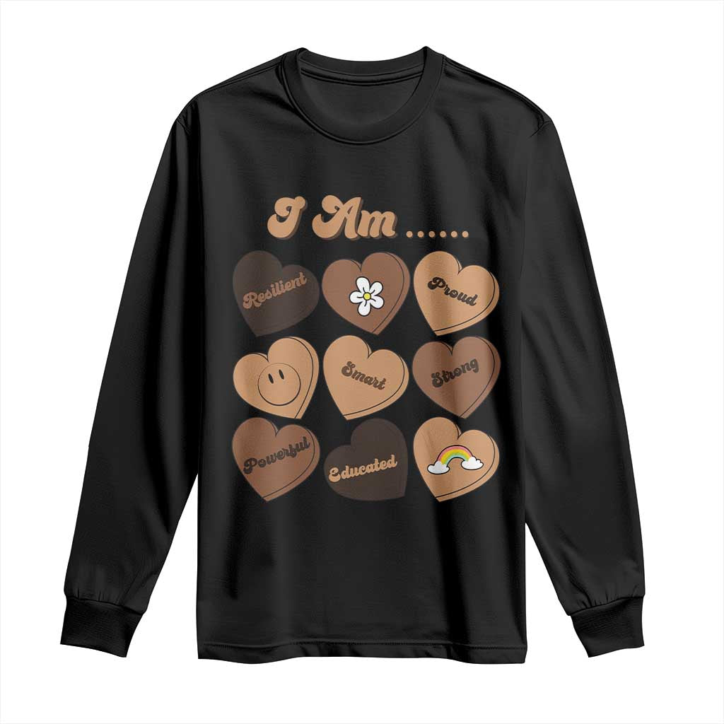 African American Proud Black History Month Long Sleeve Shirt Melanin Hearts