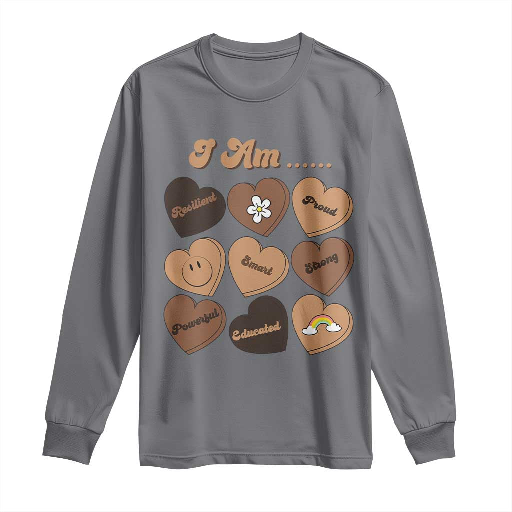 African American Proud Black History Month Long Sleeve Shirt Melanin Hearts