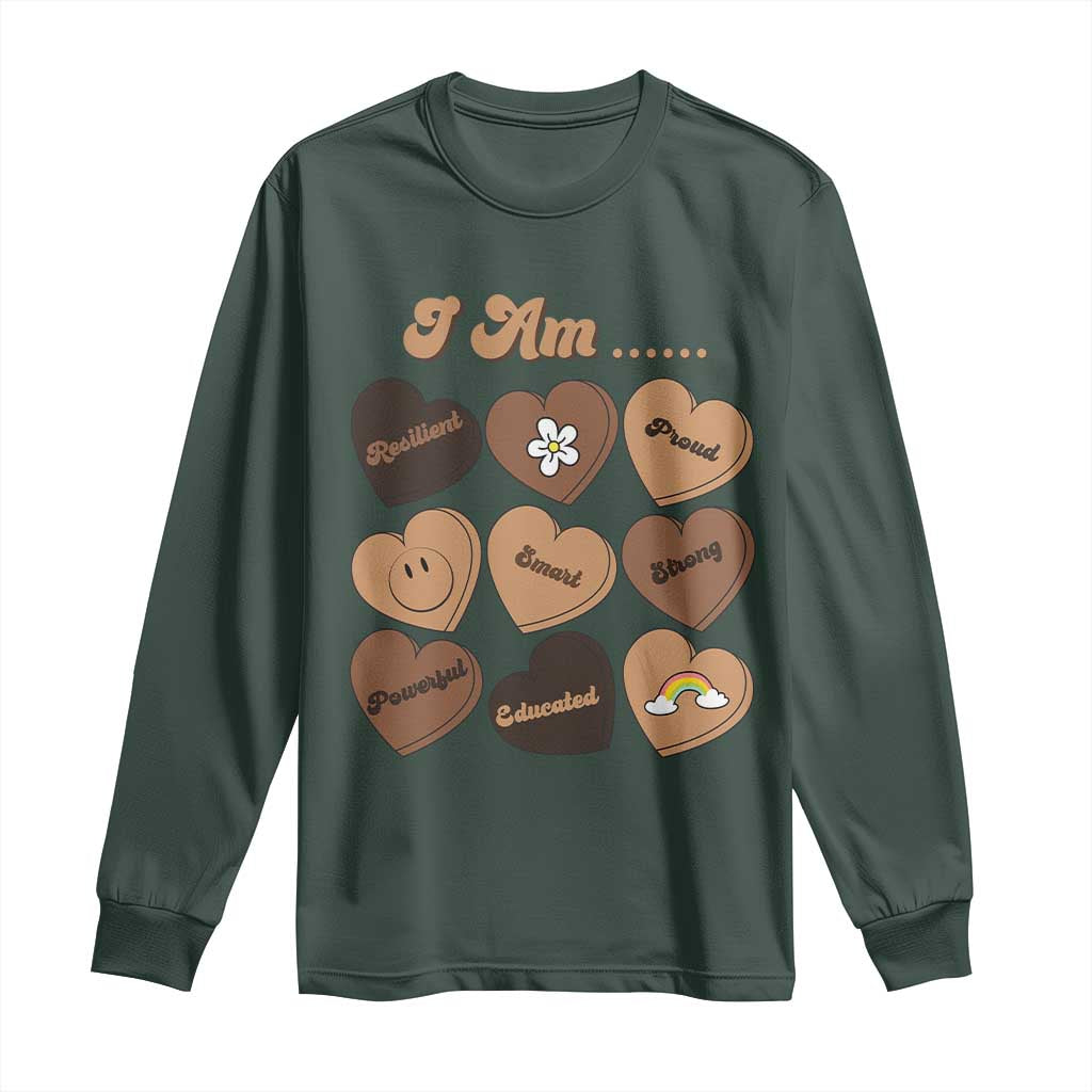 African American Proud Black History Month Long Sleeve Shirt Melanin Hearts