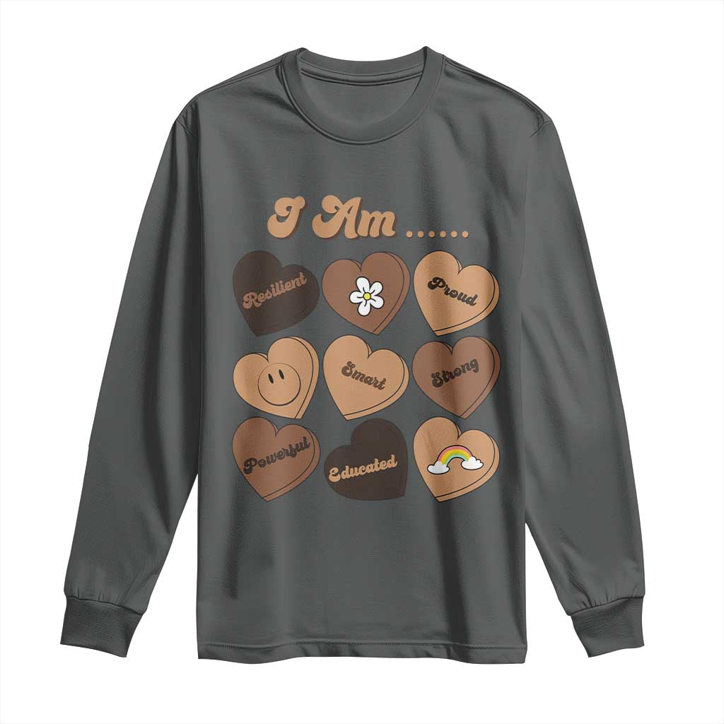 African American Proud Black History Month Long Sleeve Shirt Melanin Hearts