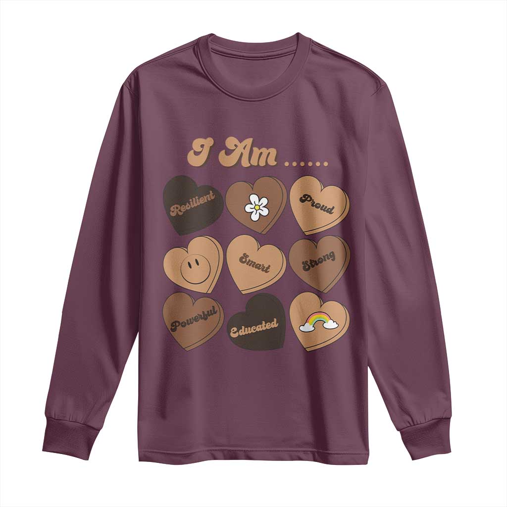 African American Proud Black History Month Long Sleeve Shirt Melanin Hearts