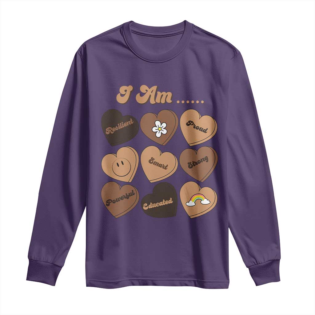 African American Proud Black History Month Long Sleeve Shirt Melanin Hearts