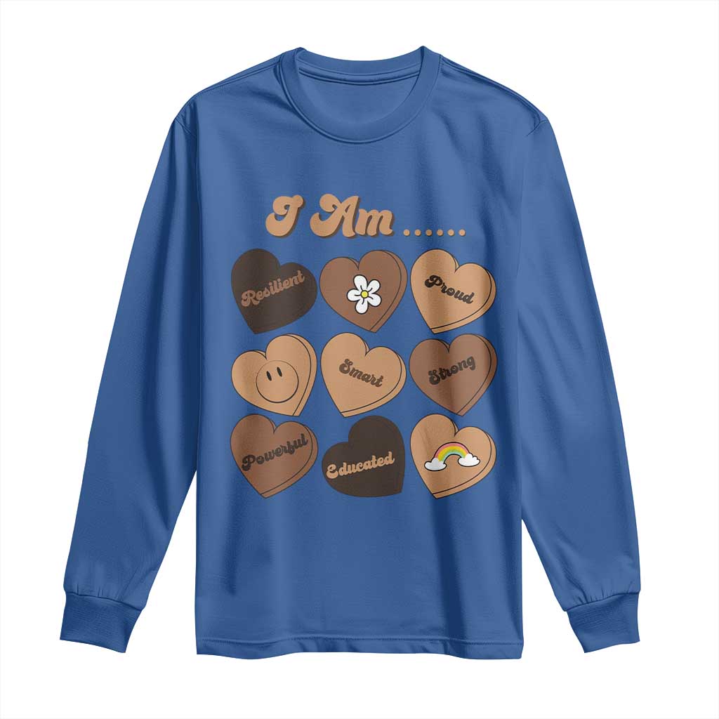 African American Proud Black History Month Long Sleeve Shirt Melanin Hearts