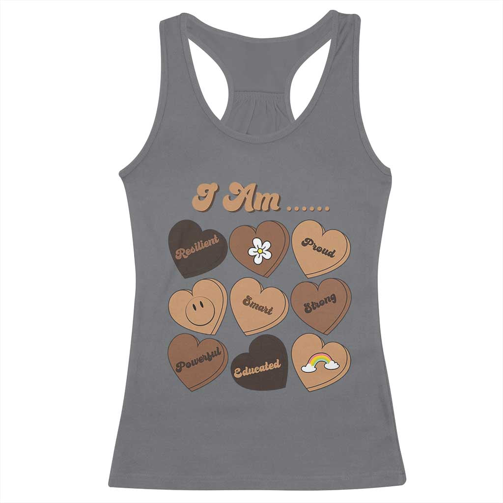African American Proud Black History Month Racerback Tank Top Melanin Hearts