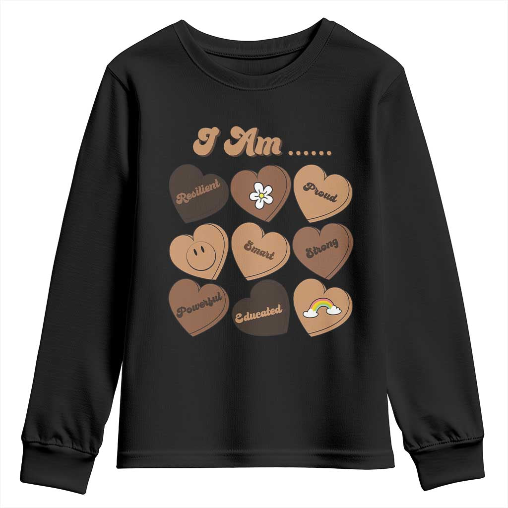 African American Proud Black History Month Youth Sweatshirt Melanin Hearts