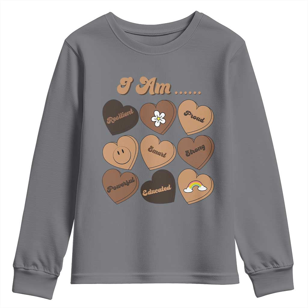 African American Proud Black History Month Youth Sweatshirt Melanin Hearts
