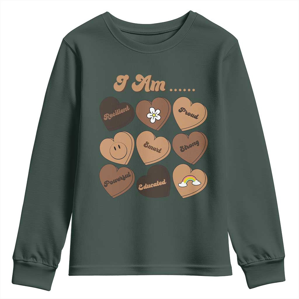 African American Proud Black History Month Youth Sweatshirt Melanin Hearts