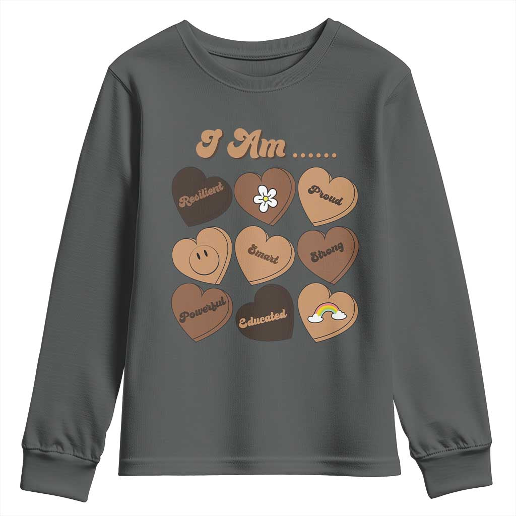 African American Proud Black History Month Youth Sweatshirt Melanin Hearts