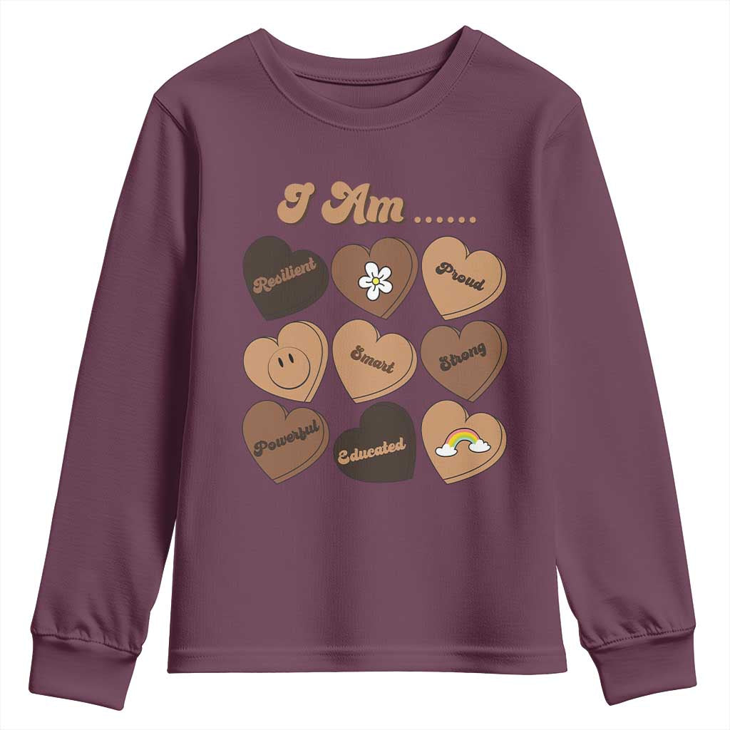 African American Proud Black History Month Youth Sweatshirt Melanin Hearts