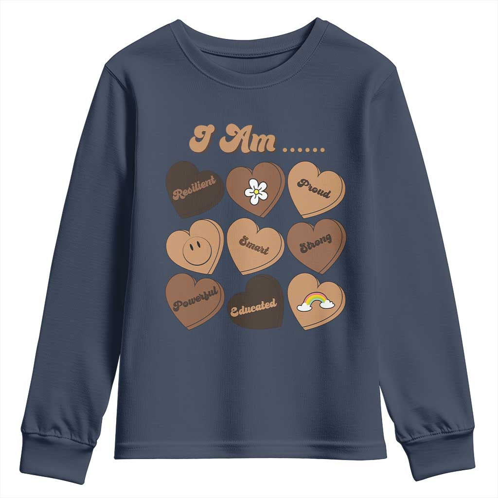 African American Proud Black History Month Youth Sweatshirt Melanin Hearts