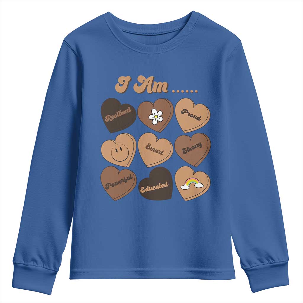 African American Proud Black History Month Youth Sweatshirt Melanin Hearts