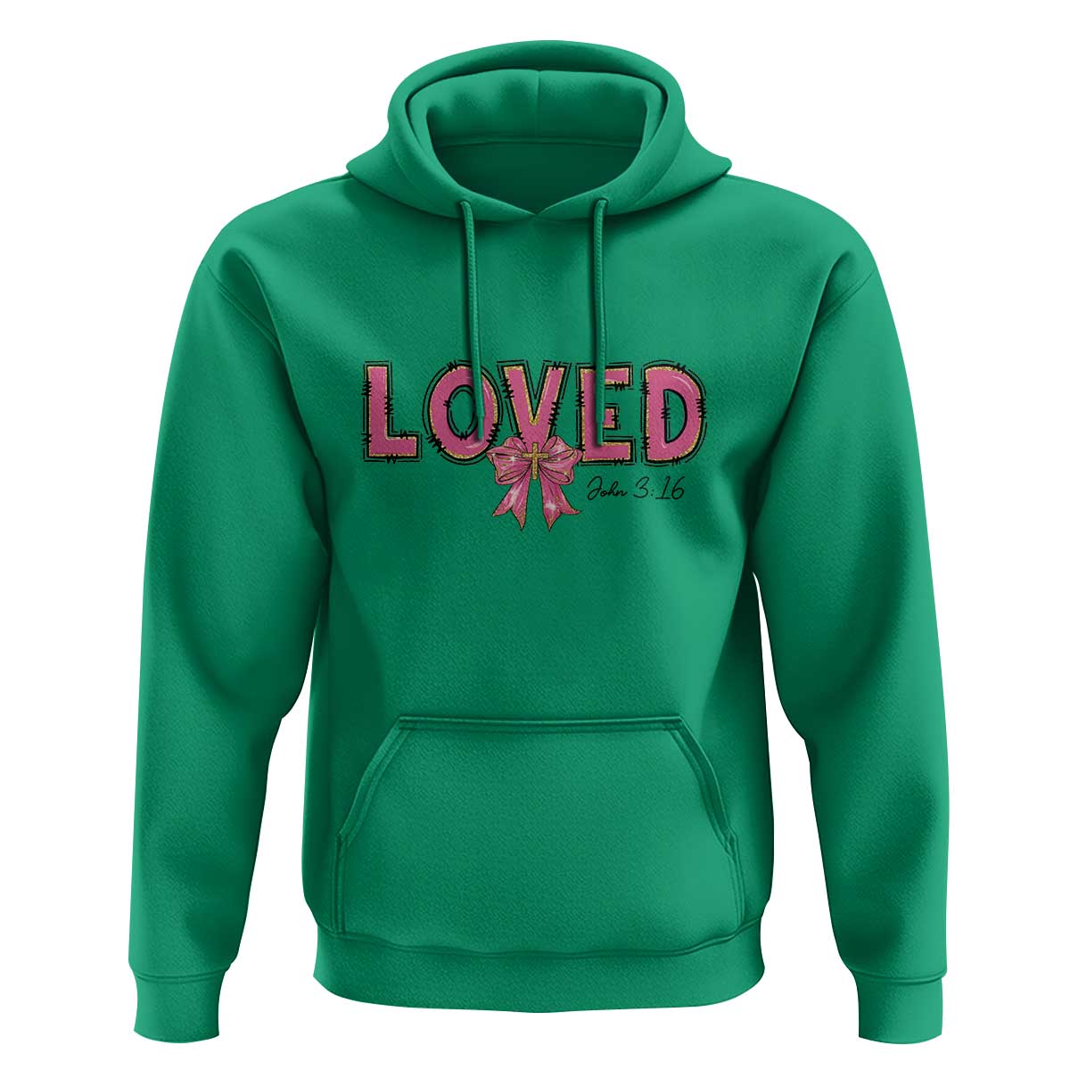 Loved John 3:16 Hoodie Christian Religious God Bible Verses Valentine's Day Pink Bow