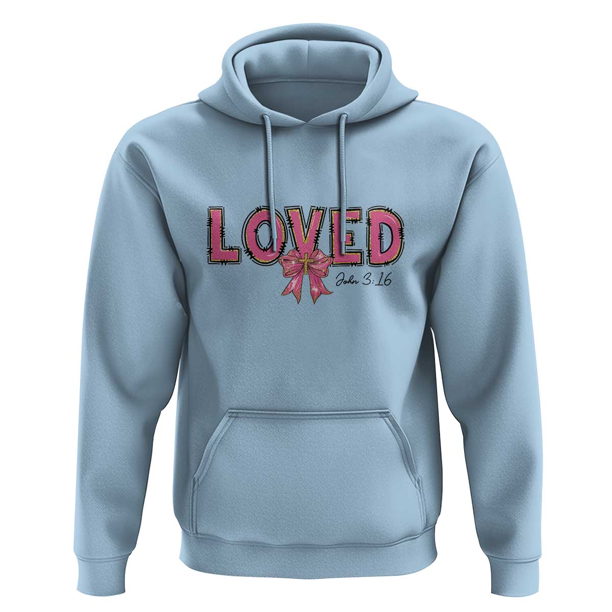 Loved John 3:16 Hoodie Christian Religious God Bible Verses Valentine's Day Pink Bow
