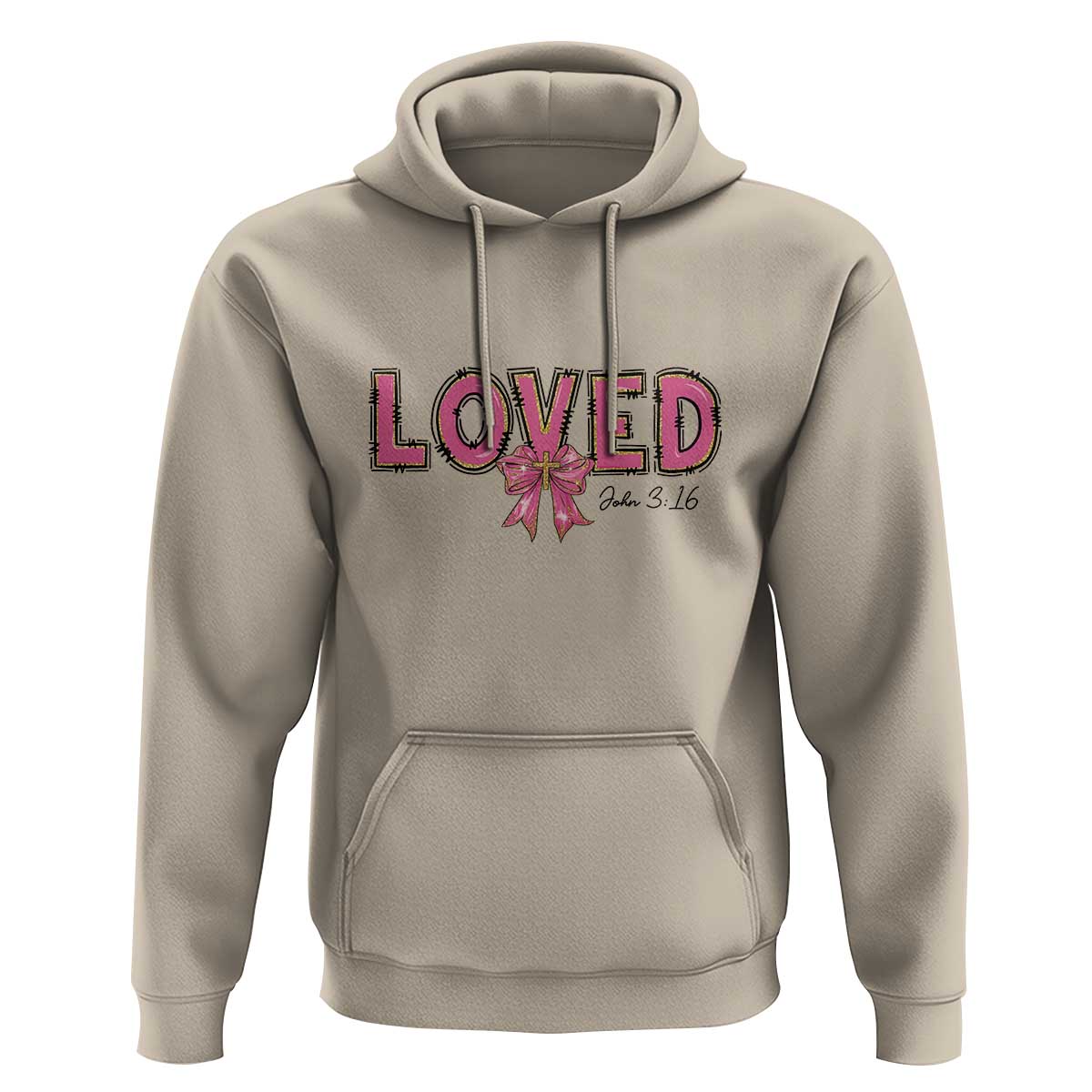 Loved John 3:16 Hoodie Christian Religious God Bible Verses Valentine's Day Pink Bow